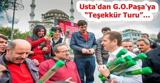 Gaziosmanpaşa Belediye Başkanı Hasan Tahsin Usta otobüsle tüm ilçeyi dolaşarak teşekkür etti.