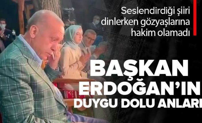 Cumhurbaşkanı Erdoğan, 22 yıl &ouml;nce seslendirdiği şiiri dinleyince g&ouml;zyaşlarına hakim olamadı