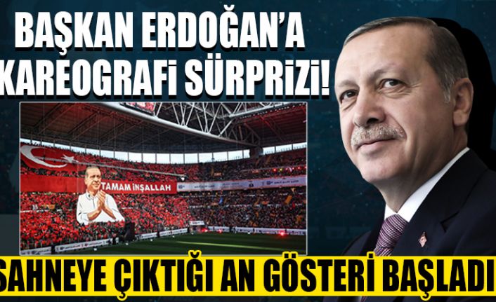 Cumhurbaşkanı Erdoğan'a koreografi s&uuml;rprizi... Sahneye &ccedil;ıktığı an g&ouml;steri başladı!