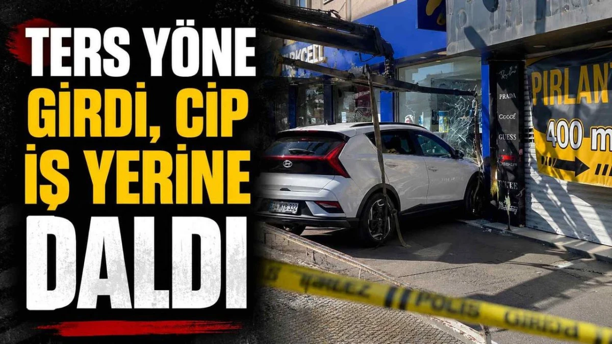 Gaziosmanpaşa'da cip iş yerine daldı; kaza kamerada