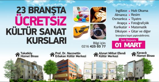 23 BRANŞTA KÜLTÜR-SANAT EĞİTİM KURSLARI BEYKOZ’DA BAŞLIYOR