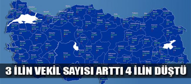 3 ilin milletvekil sayısı arttı, 4 ilin düştü