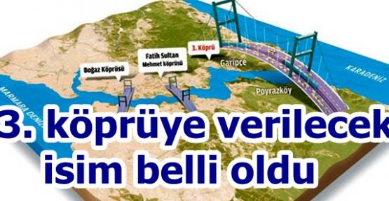 3. köprüye verilecek isim belli oldu