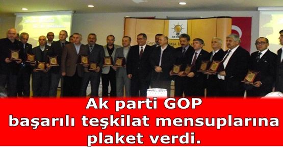 Ak parti Gaziosmanpaşa Teşkliat mensuplarına plaket verdi.