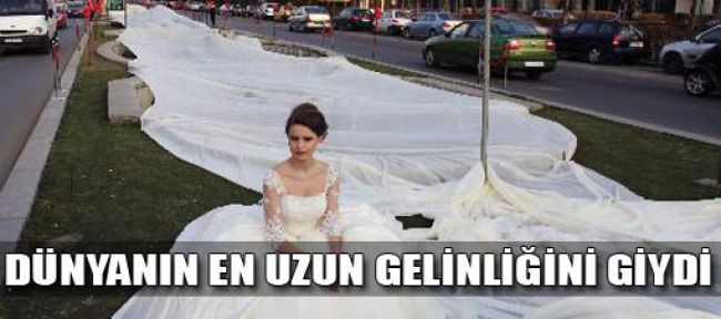 Dünyanın en uzun gelinliğini giydi-FOTO GALERİ-