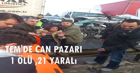 TEM'de kaza: 1 ölü,20 yaralı