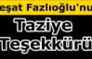 Reşat Fazlıoğlu'nun Taziye Teşekkürü