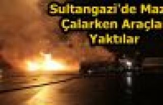 Sultangazi'de Mazot Çalarken Araçları Yaktılar